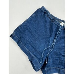 H&M  Women's Blue Denim Drawstring Elastic Waist Shorts Size M Dark Wash